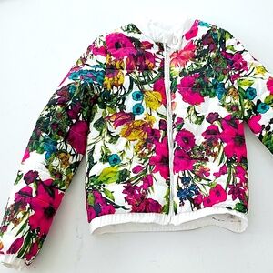 Rare Beautiful Floral Deux par Deux Girls' Puffer Jacket Size 10